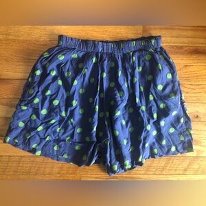 Johnnie B girls shorts girls 11-12 navy blue w/green polka dots, pockets